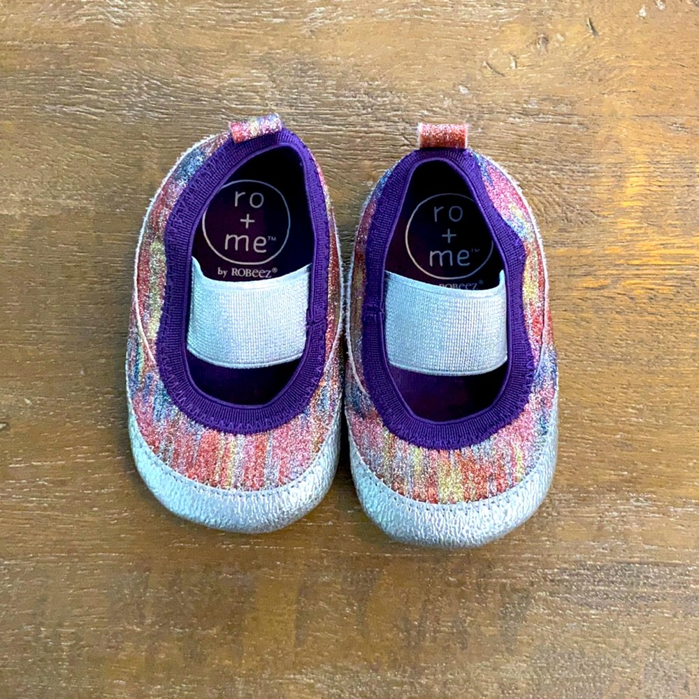 Robeez ro + me rainbow mary janes, size: 0-6 months